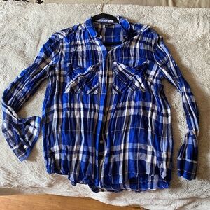 Express Women’s Blue and Black Plaid